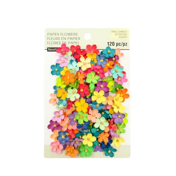 Recollections Bright Multicolored Mini Paper Flower Embellishments - Picture 1 of 3